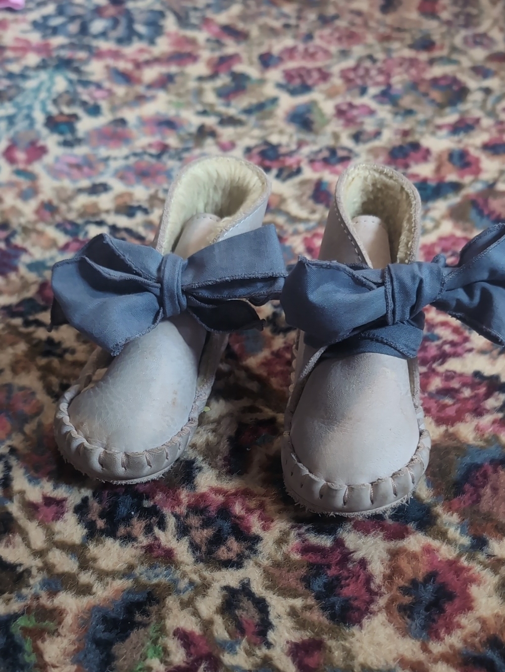 Donsje Suede Booties With Blue Tie